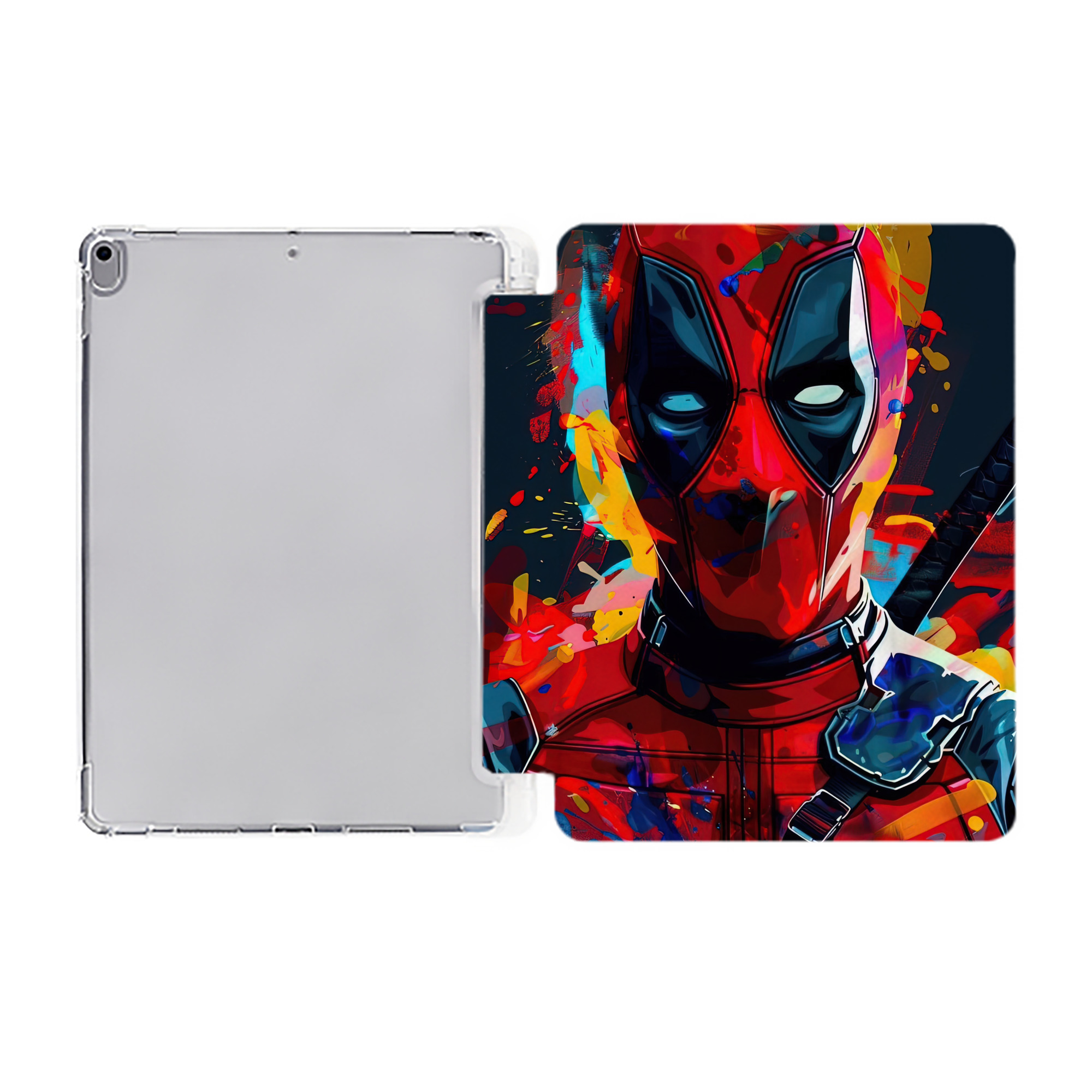 （画像用） Deadpool デッドプール IPad ケース ペン収納付き 三つ折りスタンド PUレザー×シリコン 対応機種9.5/10.5/10.9インチ